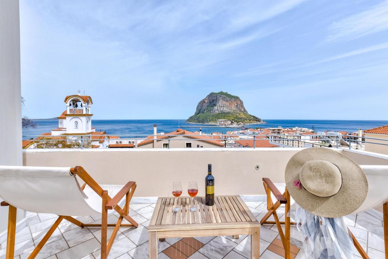 Monemvasia Modern Flat With Panoramic Sea View Bagian luar foto
