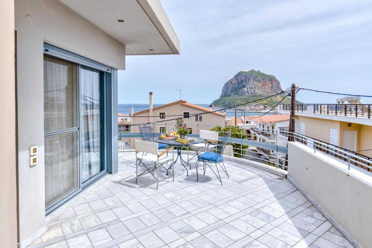 Monemvasia Modern Flat With Panoramic Sea View Bagian luar foto
